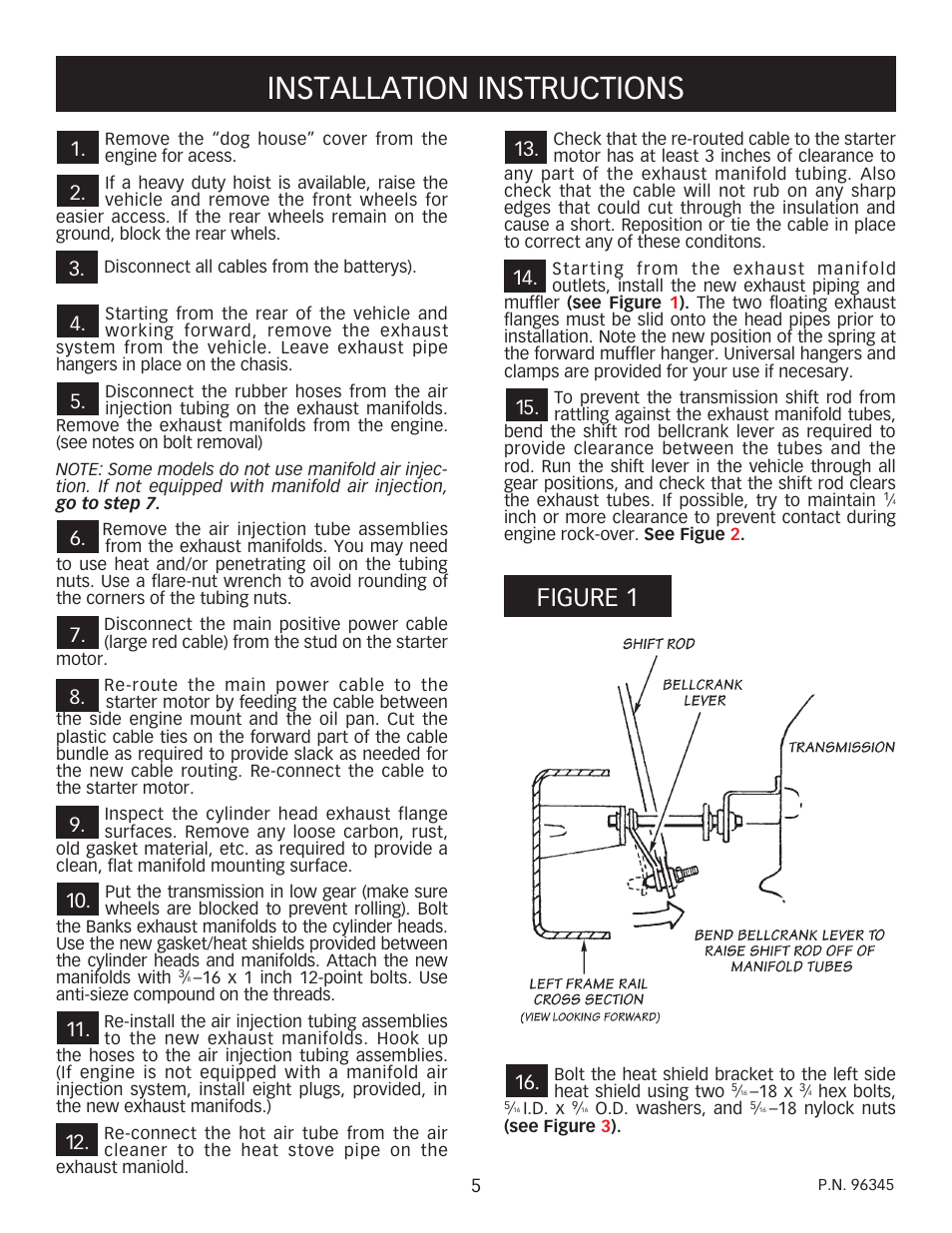 Installation instructions, Figure 1 | Banks Power Ford Motorhomes: (Gas ’93 - 98 7.5L Class-A) PowerPack system (Class-A, Carb, JD-OK Chassis) For use w_ 460 carbureted engine User Manual | Page 5 / 12