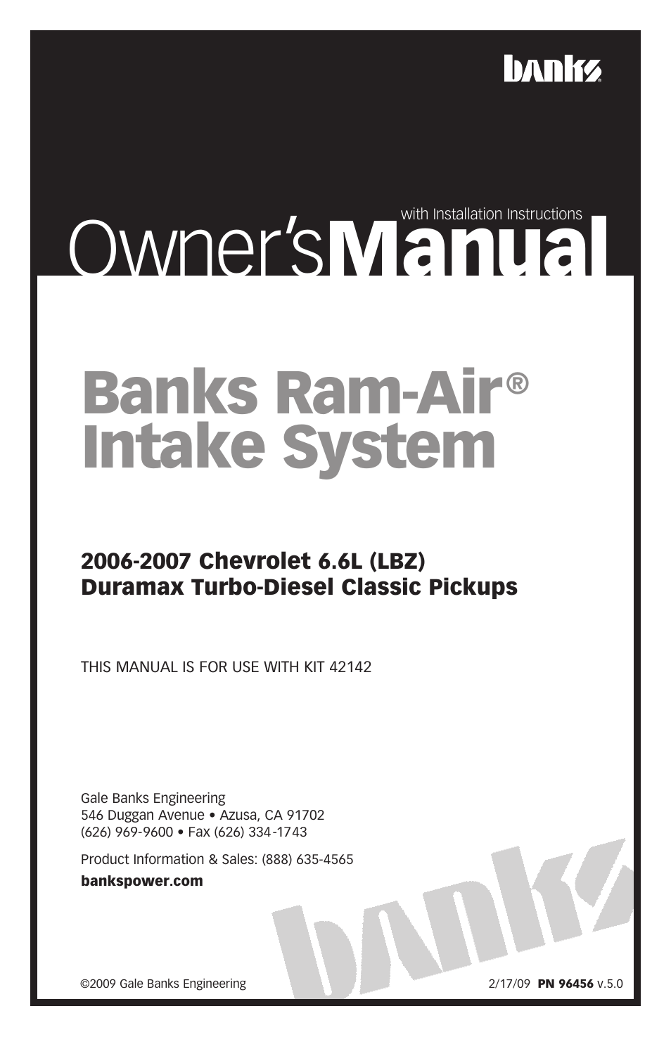 Banks Power Chevy_GMC Trucks: Duramax LLY-LBZ (Diesel ’06 - 07 6.6L) Intake- Ram-Air Intake System '06-07 User Manual | 14 pages