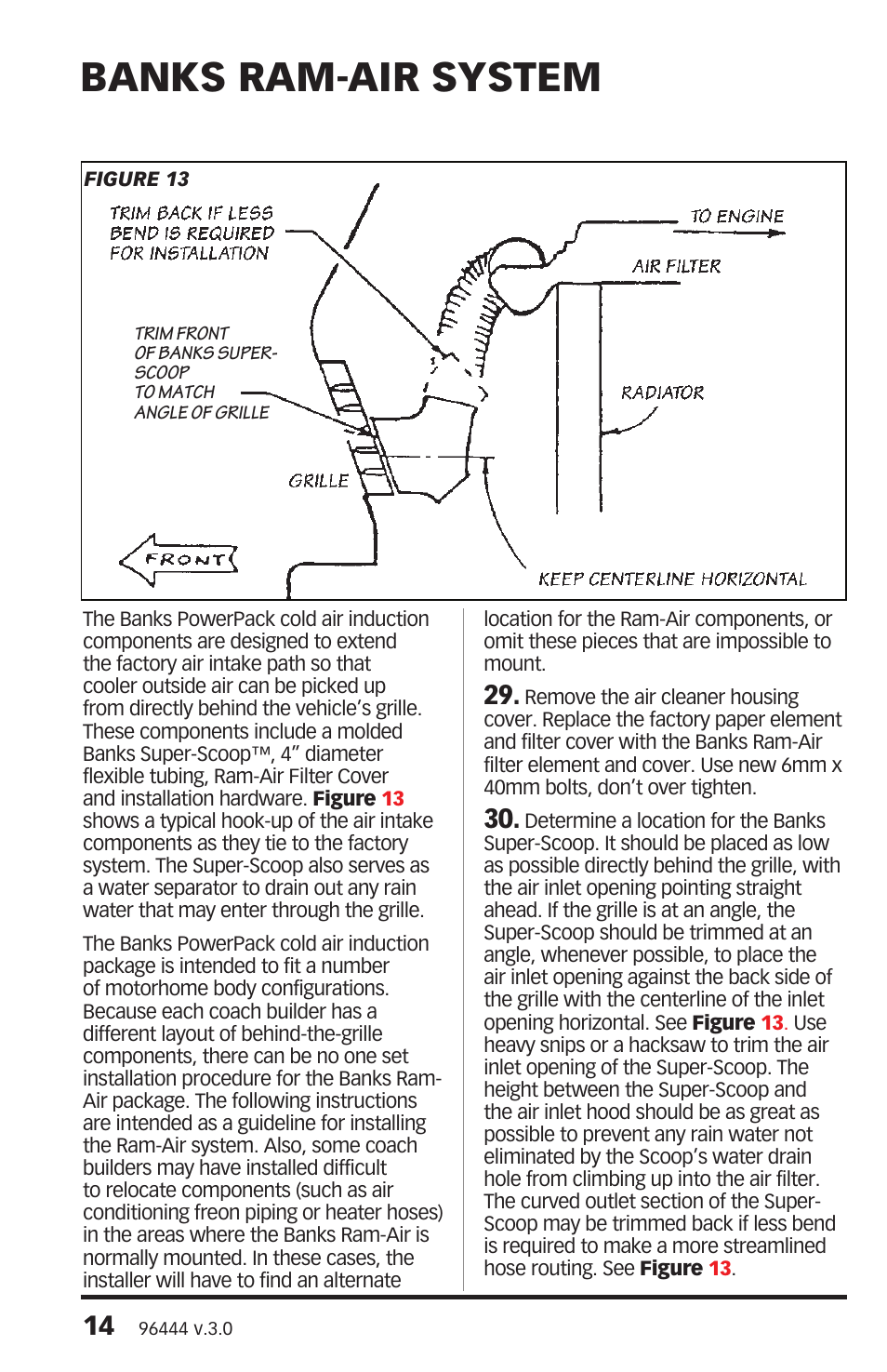 Banks ram-air system | Banks Power Ford Motorhomes: (Gas ’93 - 98 7.5L Class-A) PowerPack System (Class-A, Ford chassis, non-cat) For Use w_ 460 EFI Engine User Manual | Page 14 / 20