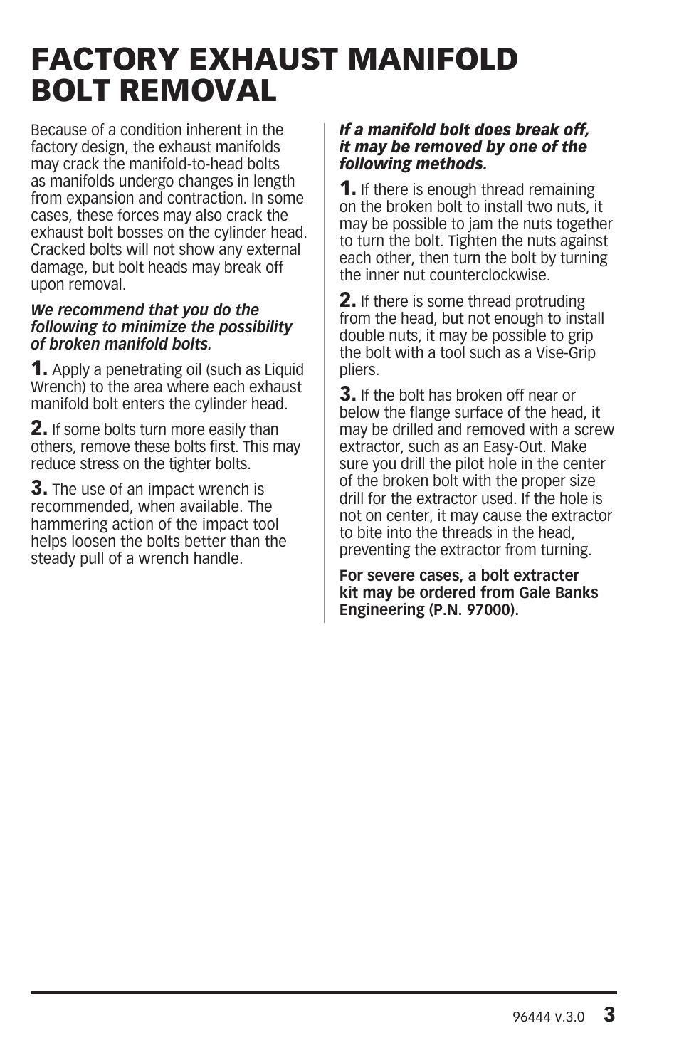 Factory exhaust manifold bolt removal | Banks Power Ford Motorhomes: (Gas ’93 - 98 7.5L Class-A) PowerPack System (Class-A, Ford chassis, non-cat) For Use w_ 460 EFI Engine User Manual | Page 3 / 20