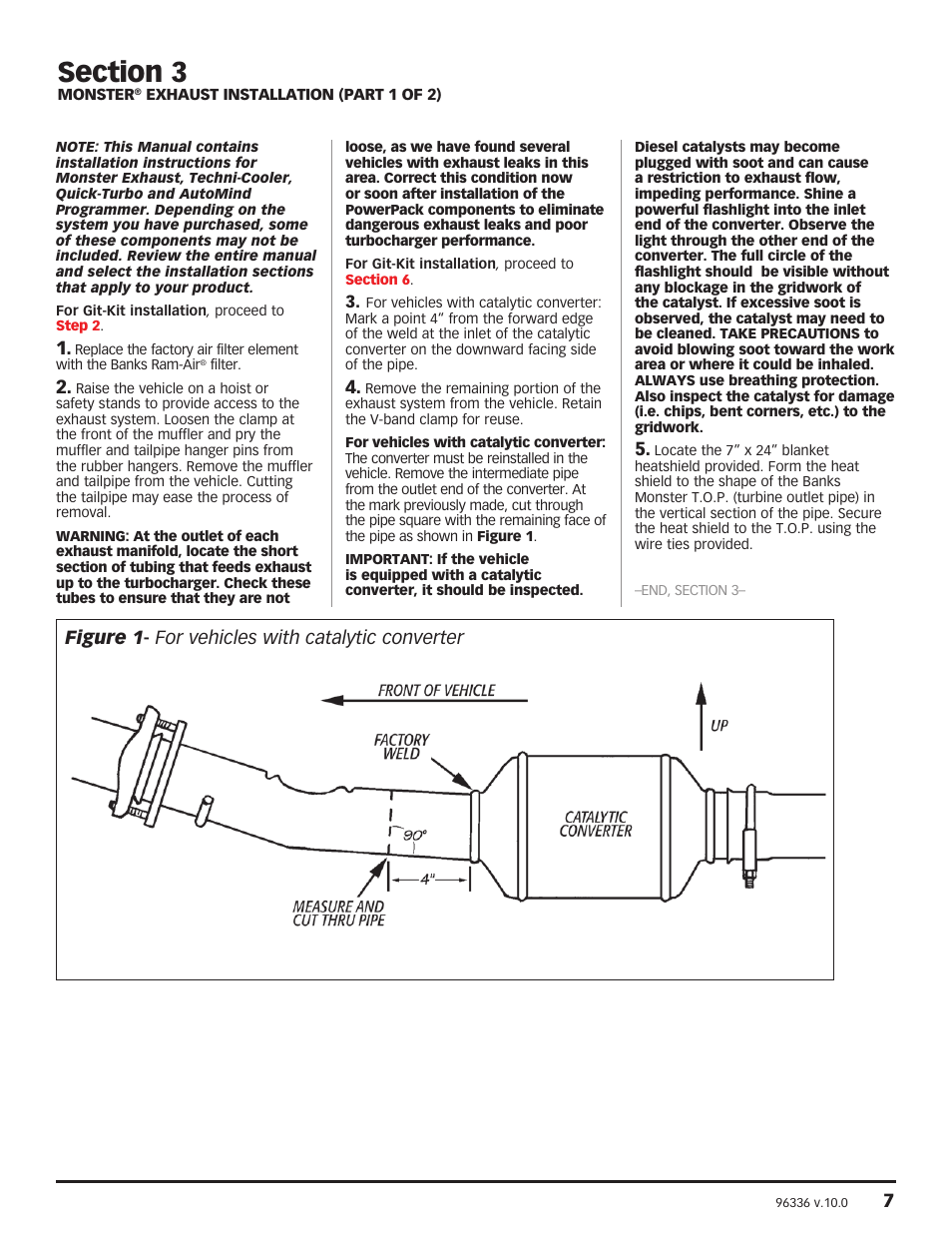 Figure 1 - for vehicles with catalytic converter | Banks Power Ford Trucks: (Diesel ’99 - 03 7.3L Power Stroke) Power Systems- PowerPack, Stinger-Plus, Stinger & Git-Kit '19991_2-2003 F-250 & F-350 Trucks and Excursions User Manual | Page 7 / 28