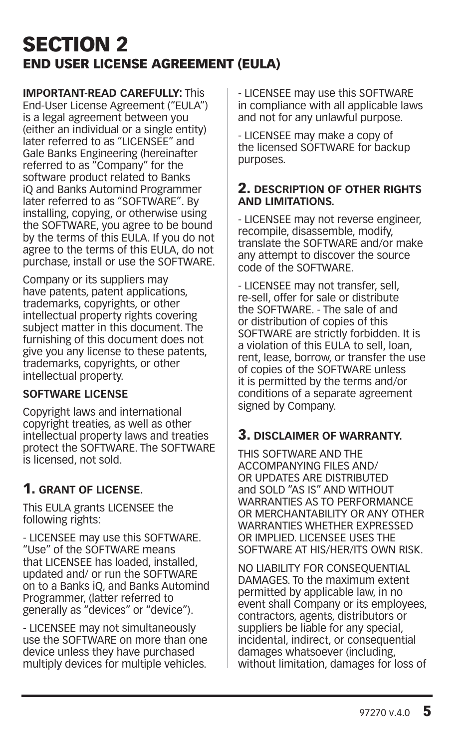 End user license agreement (eula) | Banks Power Jeep Trucks: (Gas ’91 - 06 Wrangler 4.0L) Programmer- AutoMind Programmer User Manual | Page 5 / 16