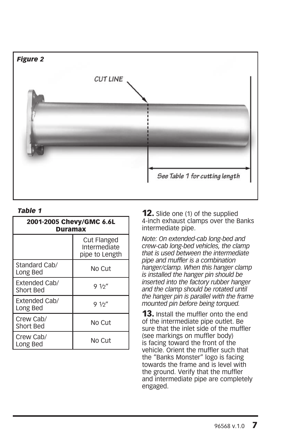 Banks Power Chevy_GMC Trucks: Duramax LB7 (Diesel ’01 - 04 6.6L) Exhaust- Monster Sport Exhaust System '01-07 User Manual | Page 7 / 12