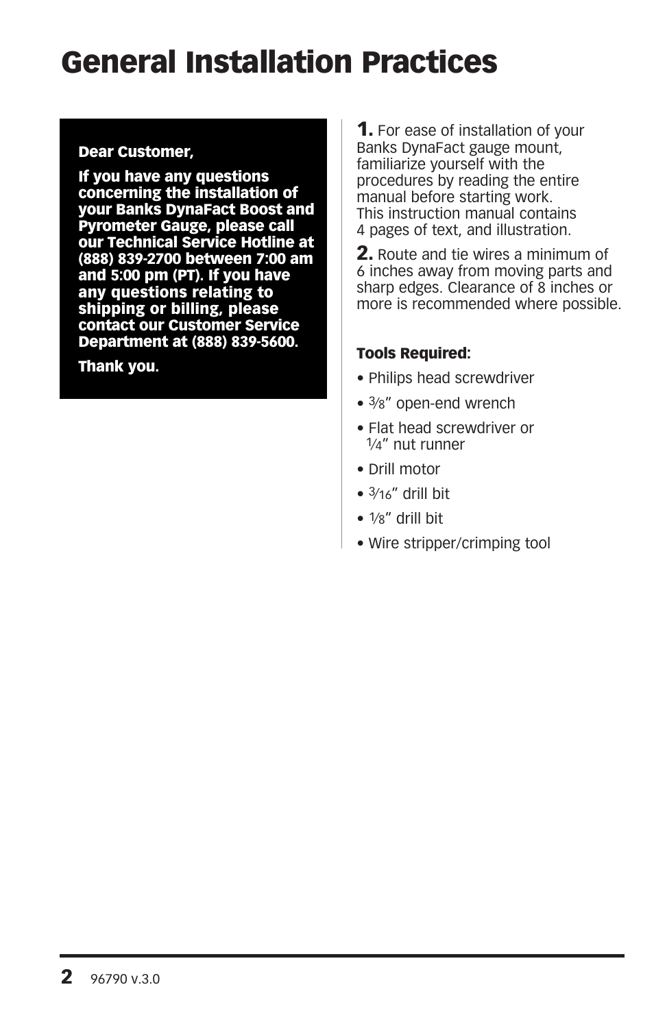 General installation practices | Banks Power DynaFact gauge assembly (Electronic) User Manual | Page 2 / 4