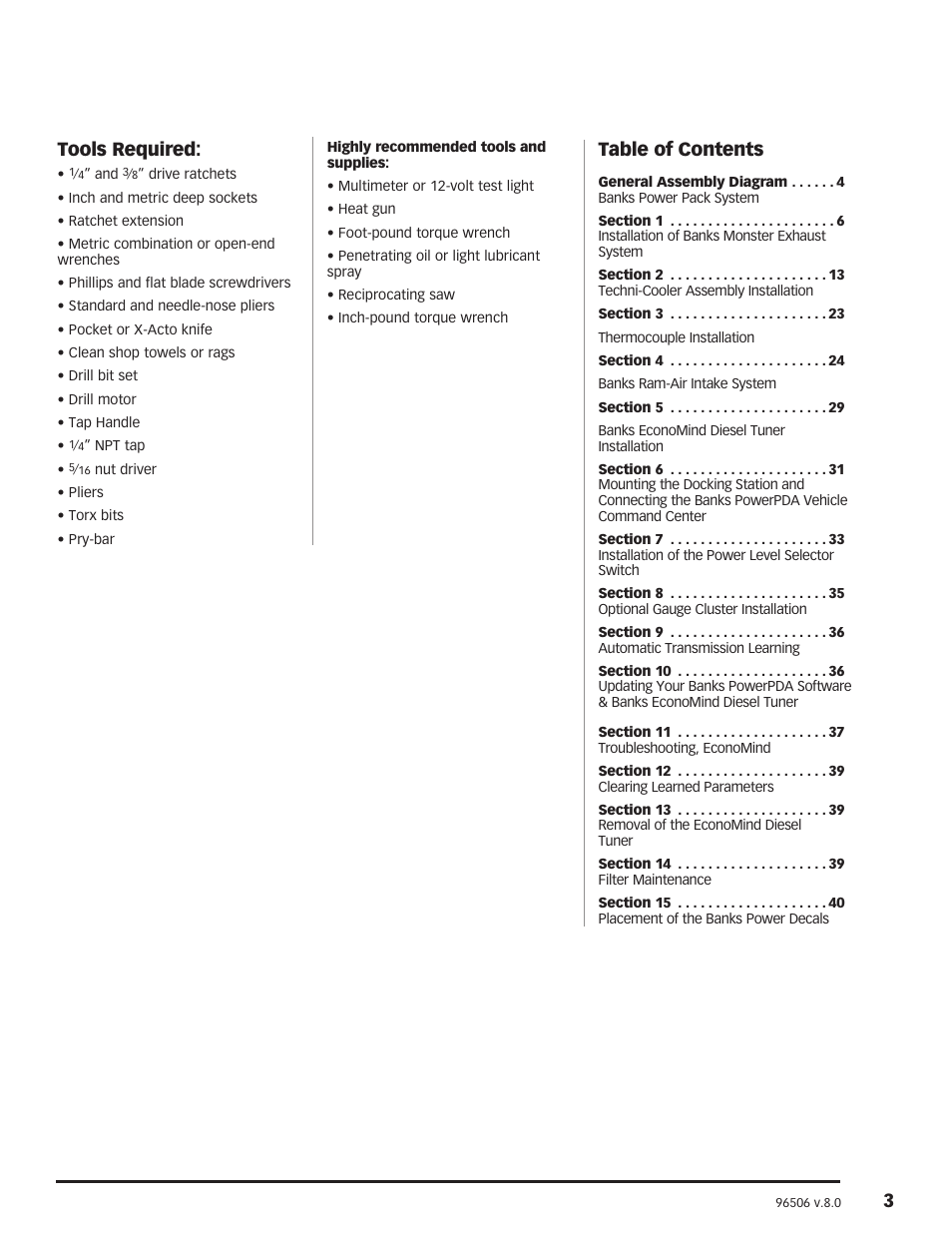 Banks Power Chevy_GMC Trucks: Duramax LLY-LBZ (Diesel ’06 - 07 6.6L) Power Systems- PowerPack & Stinger Systems w Economind (LLY & LBZ) '06-07 (PDA) Compatible w_ Optional PowerPDA User Manual | Page 3 / 40