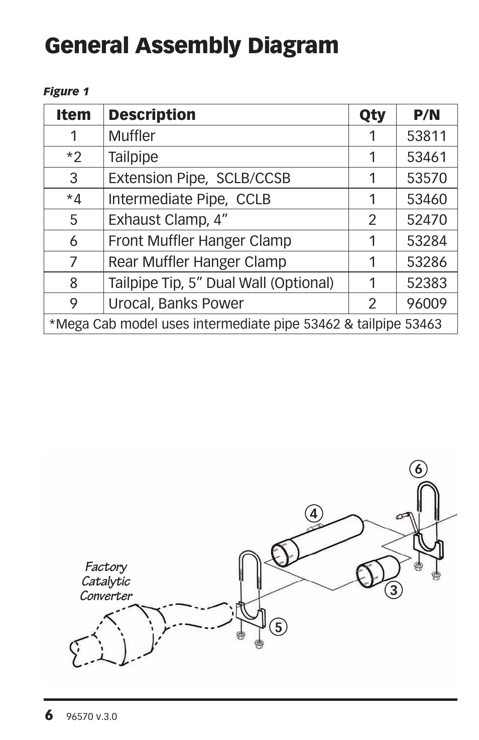 General assembly diagram | Banks Power Dodge Trucks: (Diesel ’03 - 07 5.9L Cummins) Exhaust- Monster Sport Exhaust System '04-07 325 HP Dodge 5.9L HO Cummins Trucks, Including Mega Cab User Manual | Page 6 / 12