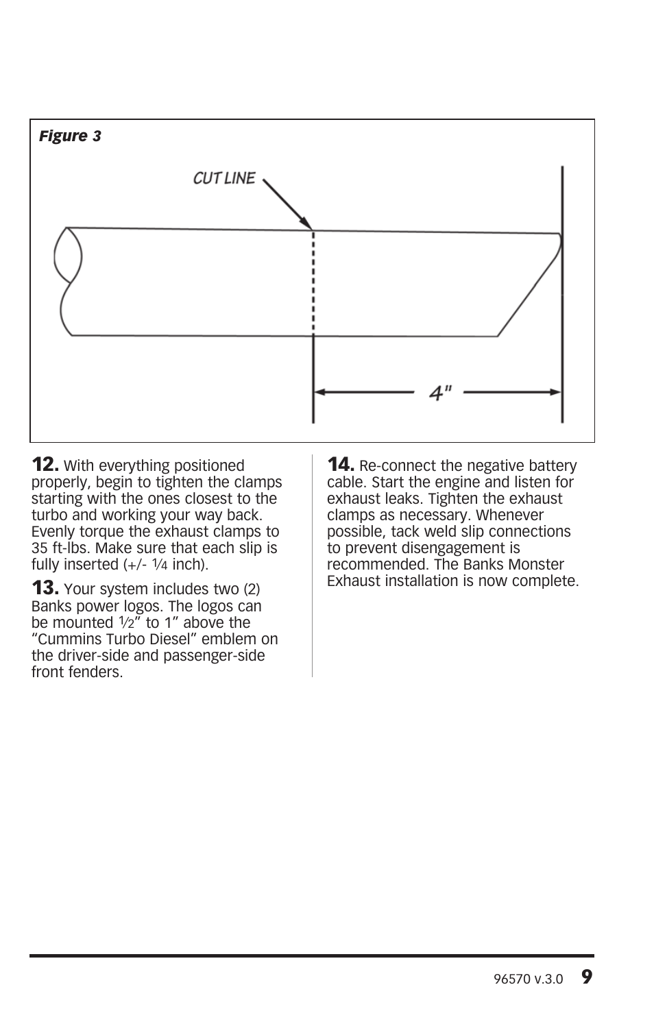 Banks Power Dodge Trucks: (Diesel ’03 - 07 5.9L Cummins) Exhaust- Monster Sport Exhaust System '04-07 325 HP Dodge 5.9L HO Cummins Trucks, Including Mega Cab User Manual | Page 9 / 12