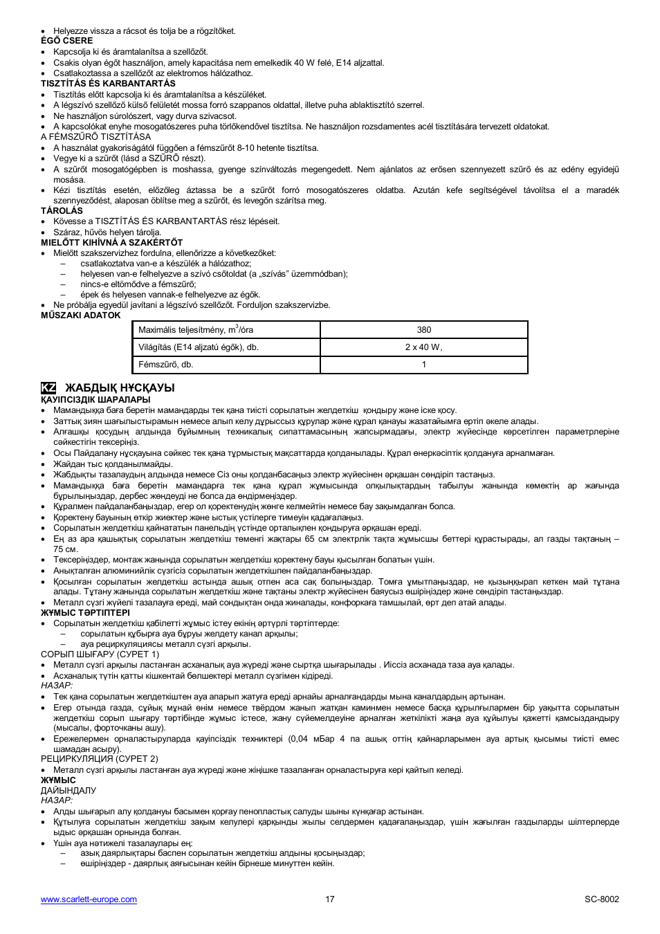 Scarlett SC-8002 User Manual | Page 17 / 19