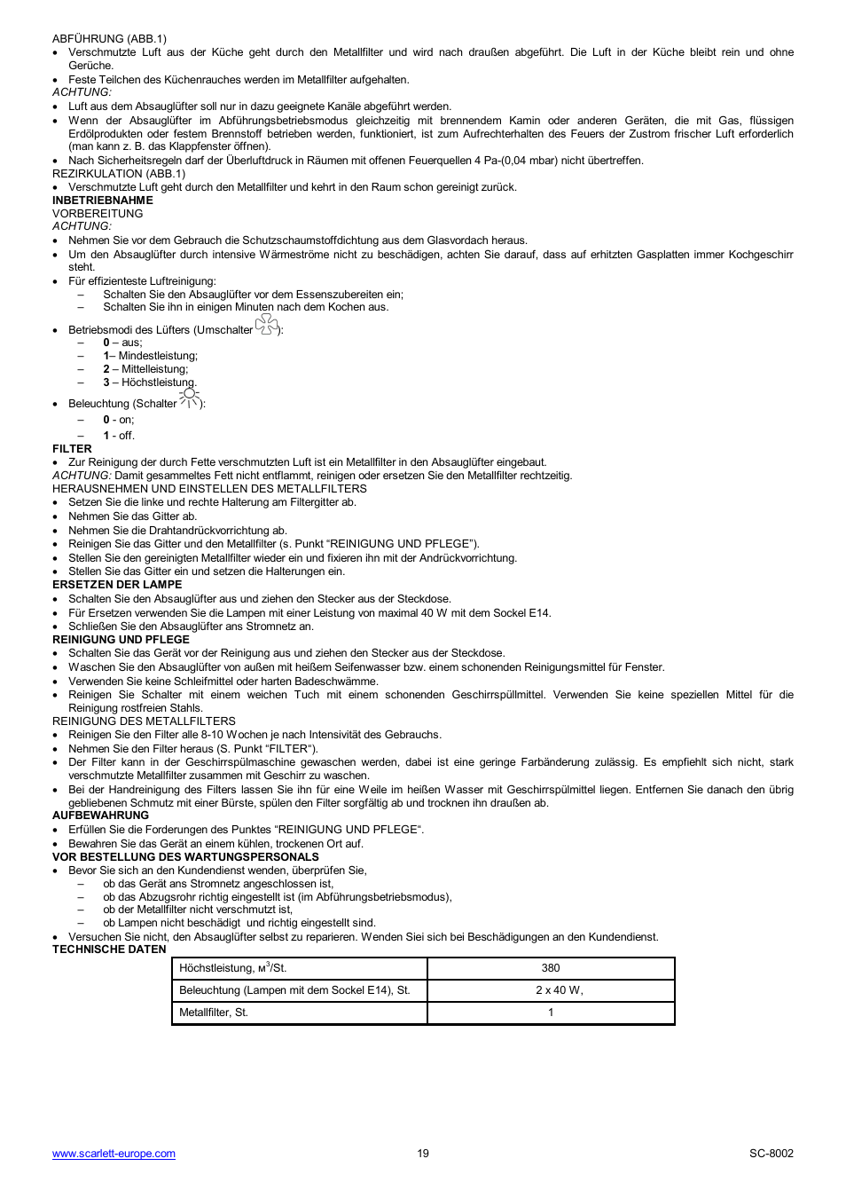 Scarlett SC-8002 User Manual | Page 19 / 19