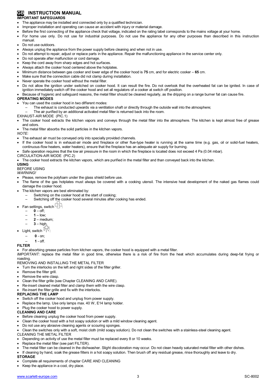 Gb instruction manual | Scarlett SC-8002 User Manual | Page 3 / 19