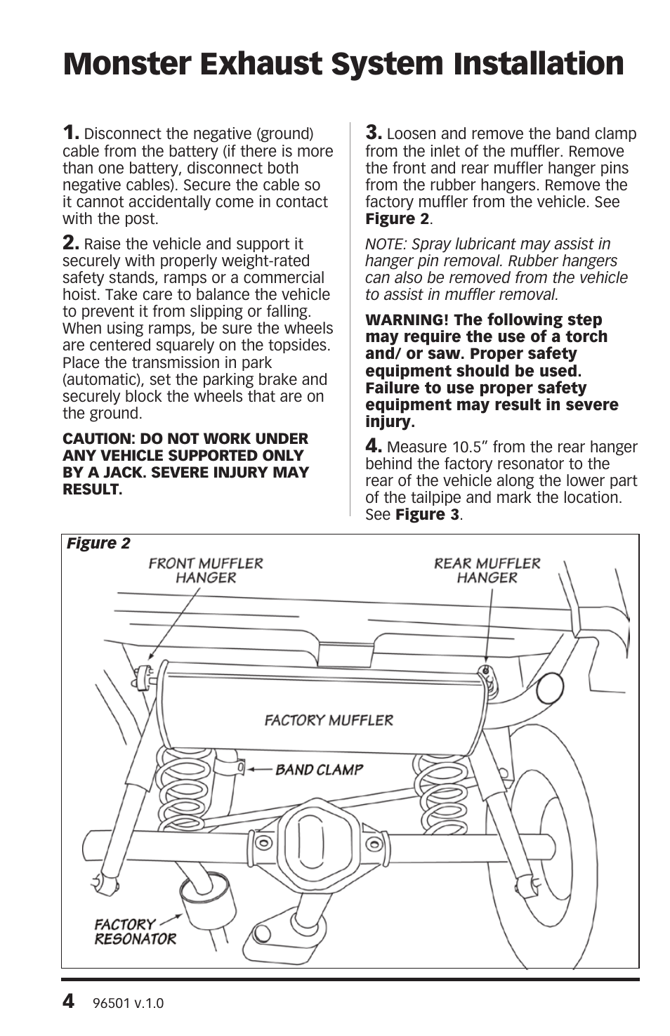 Monster exhaust system installation | Banks Power Jeep Trucks: (Gas ’12 - 14 3.6L) Exhaust- Monster Exhaust, Single out the back 2012 3.6L Wrangler 2-door User Manual | Page 4 / 8