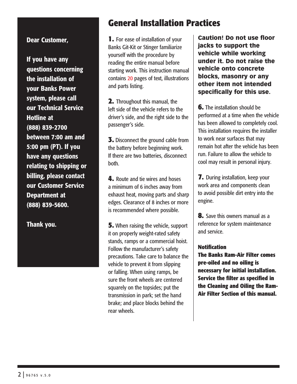 General installation practices | Banks Power Dodge Trucks: (Diesel ’98 - 02 5.9L Cummins ISB) Power Systems- Stinger & Git-Kit Systems (does not connect to pump wire) User Manual | Page 2 / 20