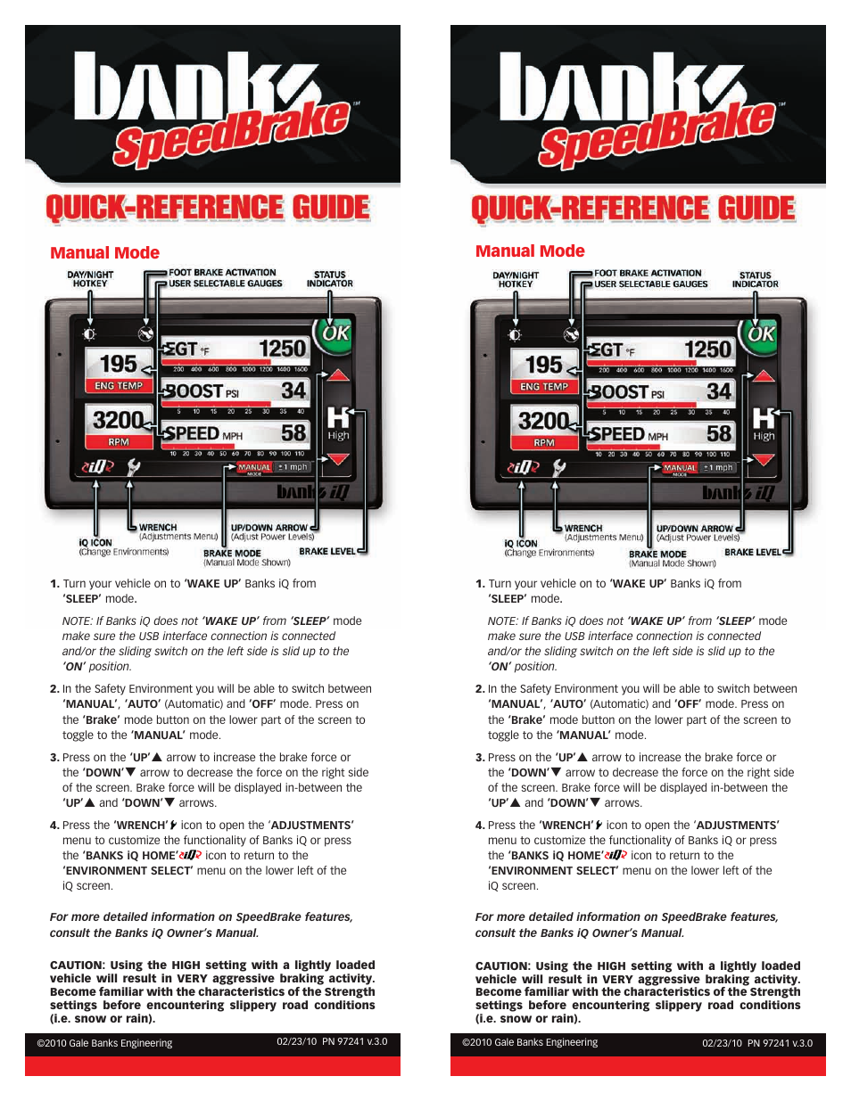 Banks Power Ford Trucks: (Diesel ’03 - 07 6.0L Power Stroke) Speed Control- SpeedBrake Quick Reference Guide (iQ) For use with Banks iQ User Manual | 2 pages