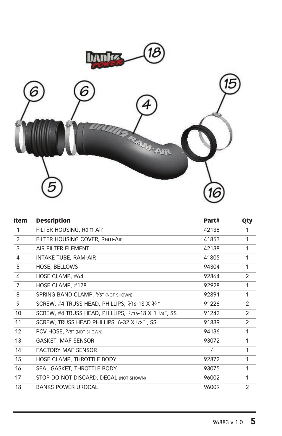 Banks Power Chevy_GMC Trucks: Gas ’99 - 14 4.3,4.8,5.3,6.0,6.2,8.1 Intake- Ram-Air Intake System '09-11 Chevy-GMC (4.8L, 5.3L, 6.0L, 6.2L) Pickups & SUV User Manual | Page 5 / 12