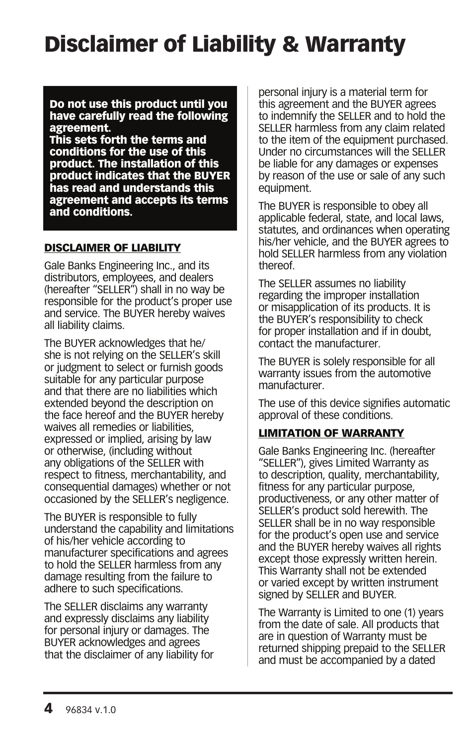 Disclaimer of liability & warranty | Banks Power Ford Trucks: (Diesel ’03 - 07 6.0L Power Stroke) Interface- Banks iQ 2.0 Ford(03-10), Chevy(01-10), Dodge(03-07) User Manual | Page 4 / 52