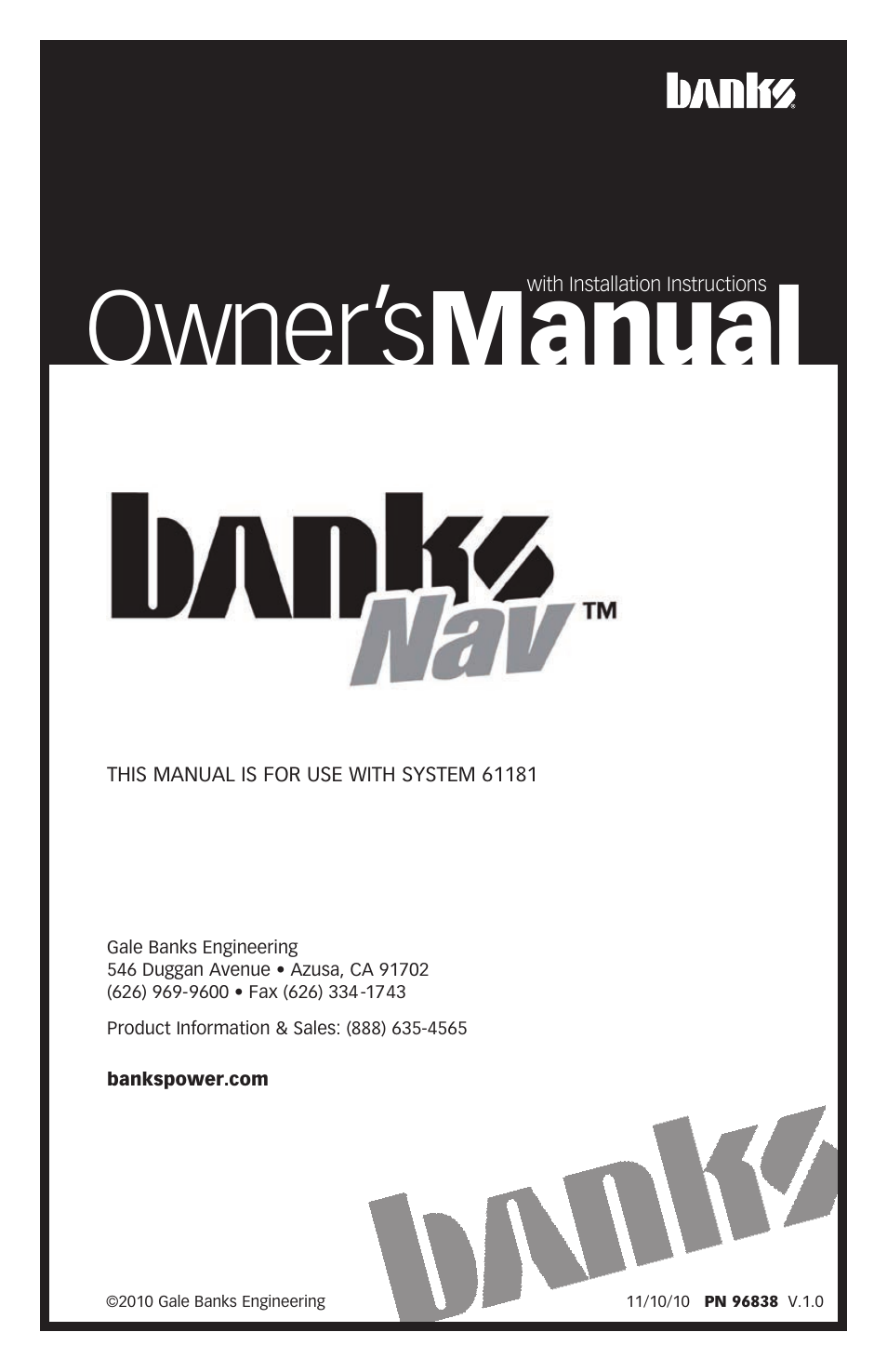 Banks Power Ford Trucks: (Diesel ’03 - 07 6.0L Power Stroke) Interface- Banks Navigation For use with Banks iQ User Manual | 20 pages