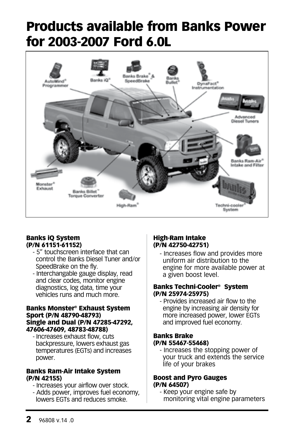 Banks Power Ford Trucks: (Diesel ’03 - 07 6.0L Power Stroke) Tuner- Six-Gun Diesel Tuner w_Optional Banks Brake & Speed-Loader '03-07 For use with Six-Gun_EconoMind Selector Switch User Manual | Page 2 / 44