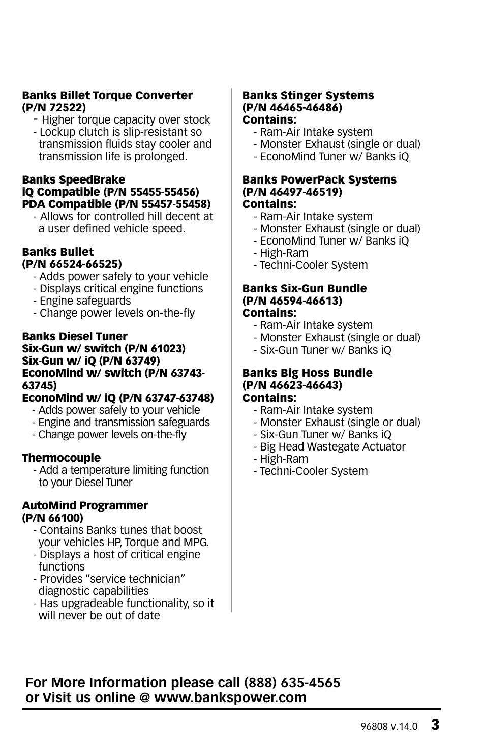 Banks Power Ford Trucks: (Diesel ’03 - 07 6.0L Power Stroke) Tuner- Six-Gun Diesel Tuner w_Optional Banks Brake & Speed-Loader '03-07 For use with Six-Gun_EconoMind Selector Switch User Manual | Page 3 / 44