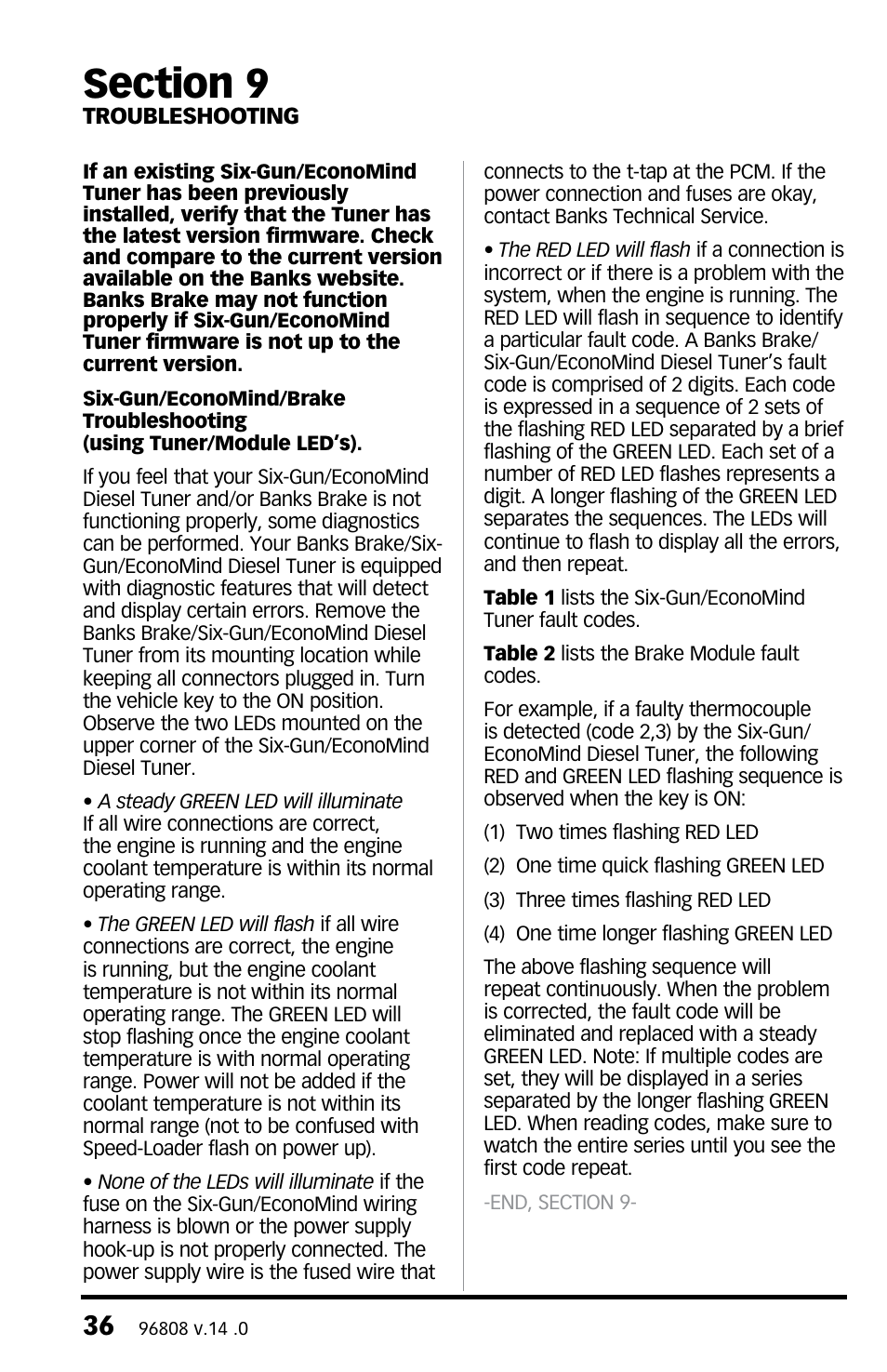 Banks Power Ford Trucks: (Diesel ’03 - 07 6.0L Power Stroke) Tuner- Six-Gun Diesel Tuner w_Optional Banks Brake & Speed-Loader '03-07 For use with Six-Gun_EconoMind Selector Switch User Manual | Page 36 / 44