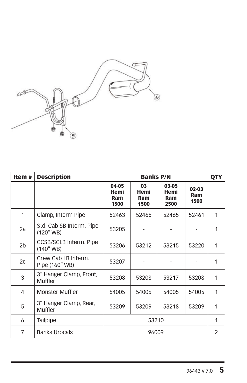 Banks Power Dodge Trucks: (Gas ’02 - 10 5.7L HEMI & 4.7L) Exhaust- Monster Exhaust '02-05 (03-05) Ram 1500 HEMI, (03-05) Ram 2500 HEMI, (02-03) Ram 1500 & 4.7L Magnum User Manual | Page 5 / 8