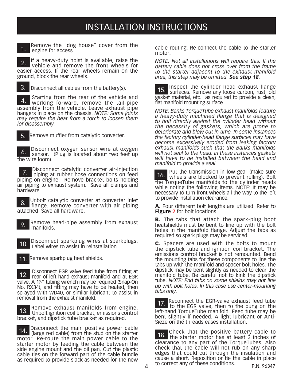 Installation instructions | Banks Power Ford Motorhomes: (Gas ’93 - 98 7.5L Class-A) PowerPack System (Class-A, JD_OK chassis) For Use w_ 460 EFI Engine User Manual | Page 4 / 12