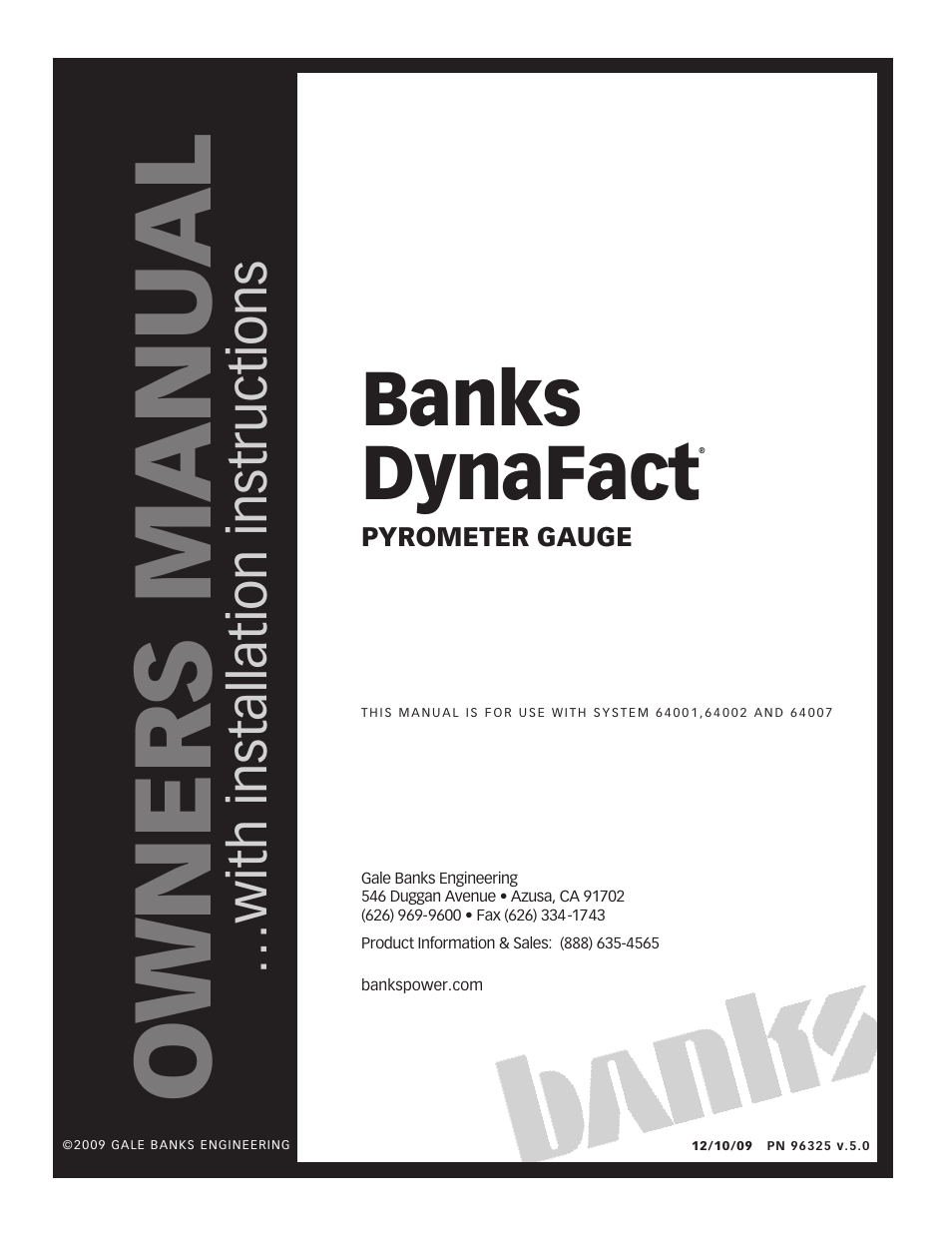 Banks Power Pyrometer User Manual | 8 pages