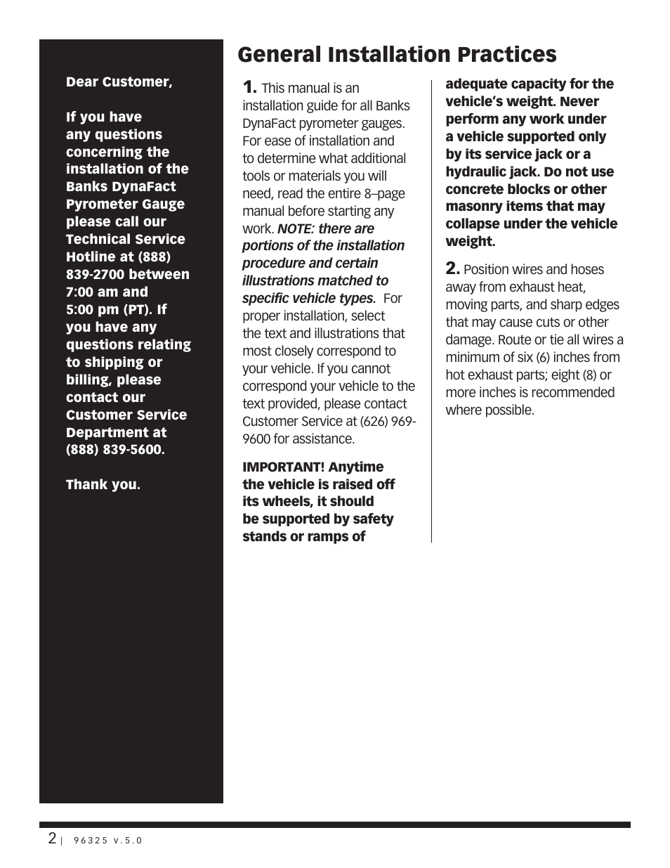 General installation practices | Banks Power Pyrometer User Manual | Page 2 / 8