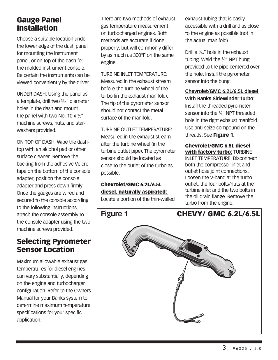 Gauge panel installation, Selecting pyrometer sensor location | Banks Power Pyrometer User Manual | Page 3 / 8