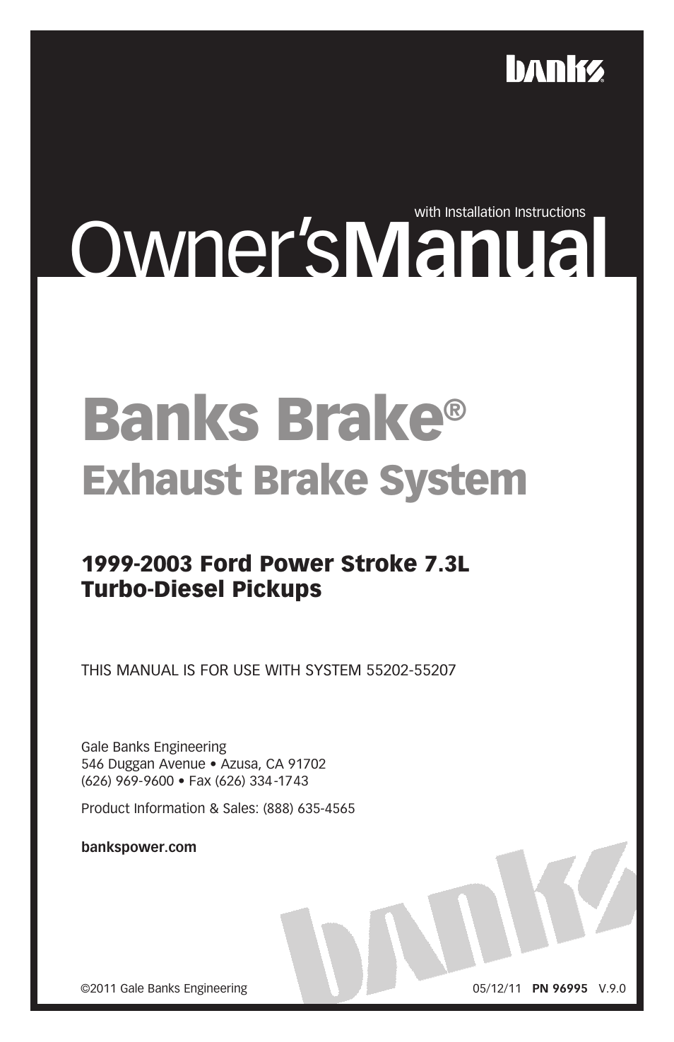 Banks Power Ford Trucks: (Diesel ’99 - 03 7.3L Power Stroke) Speed Control- Banks Exhaust Brake '99-03 User Manual | 24 pages