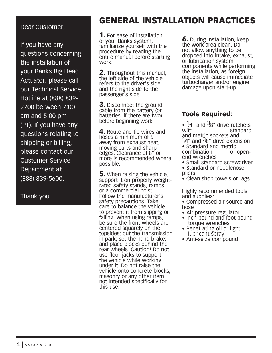 General installation practices | Banks Power Dodge Trucks: (Diesel ’94 - 98 5.9L Cummins) Forced Induction- BigHead Wastegate Actuator 1994-2004 Dodge ISB 5.9L Cummins User Manual | Page 4 / 6