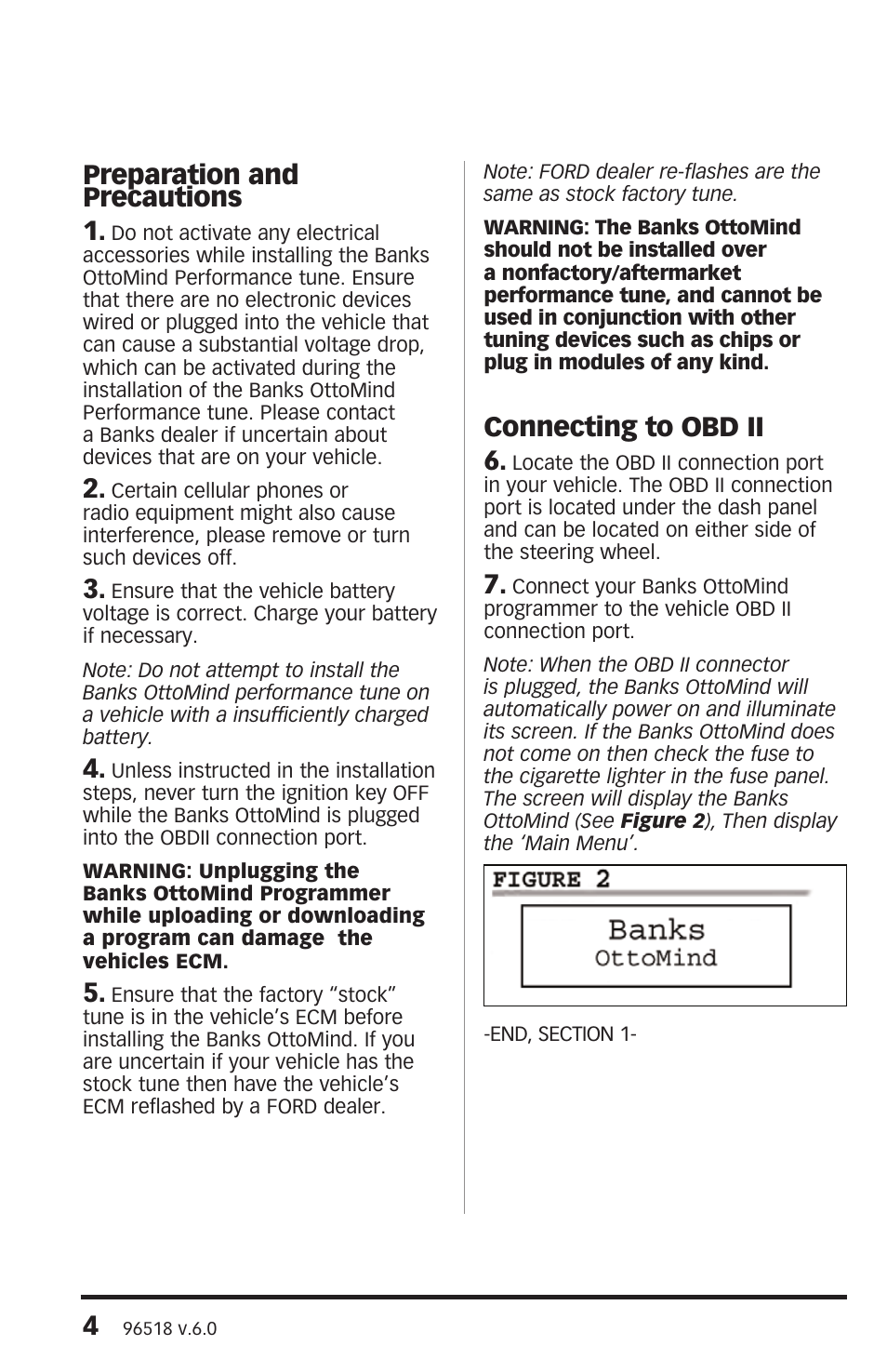 Preparation and precautions 1, Connecting to obd ii 6 | Banks Power Ford Trucks: (Gas ’04 - 08 F-150 V6 & V8) Programmer- AutoMind Programmer (Ford) User Manual | Page 4 / 12