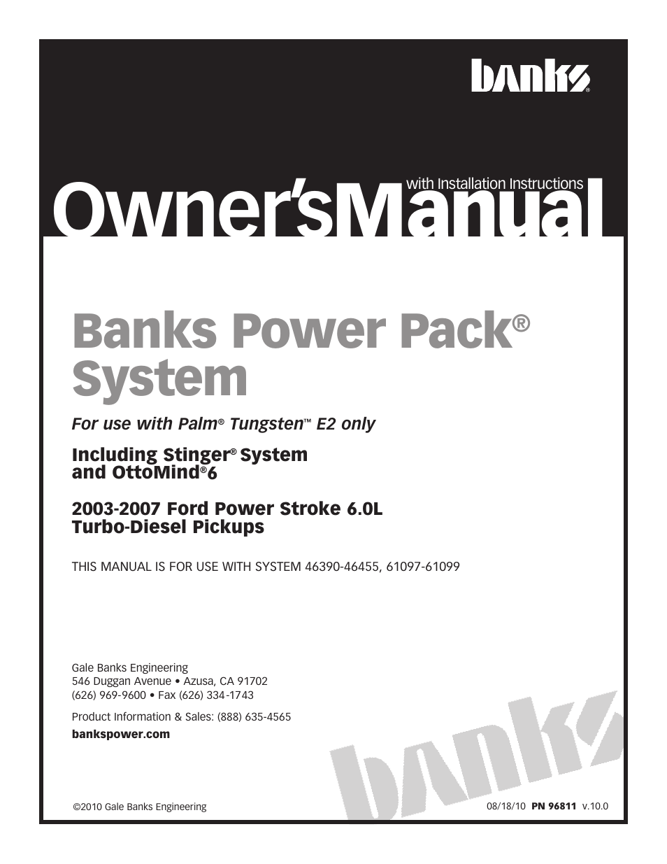 Banks Power Ford Trucks: (Diesel ’03 - 07 6.0L Power Stroke) Power Systems- PowerPack & Stinger w EconoMind ('03-07) Compatible w_ Optional PowerPDA User Manual | 42 pages