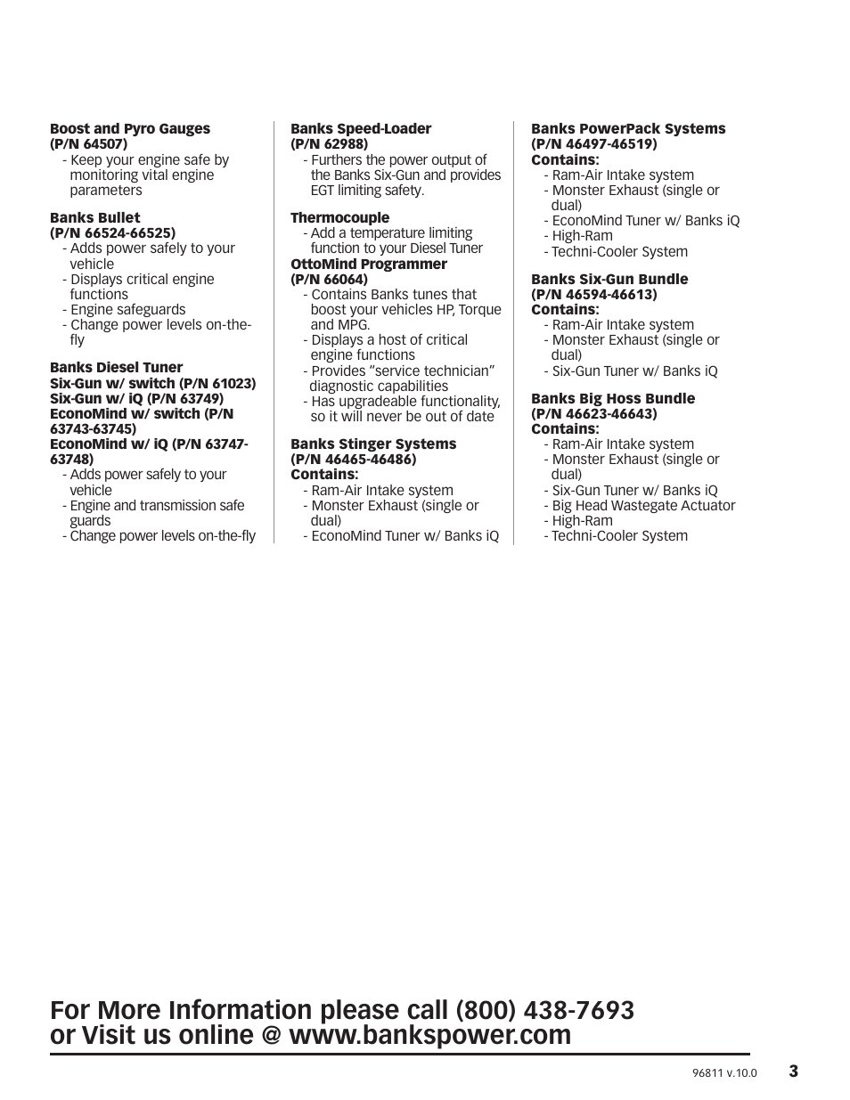 Banks Power Ford Trucks: (Diesel ’03 - 07 6.0L Power Stroke) Power Systems- PowerPack & Stinger w EconoMind ('03-07) Compatible w_ Optional PowerPDA User Manual | Page 3 / 42
