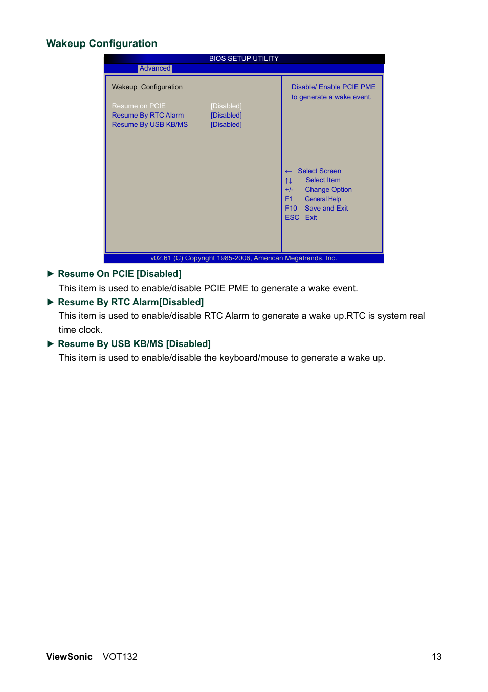 Wakeup configuration | VIEWSONIC PC mini 132 User Manual | Page 20 / 35