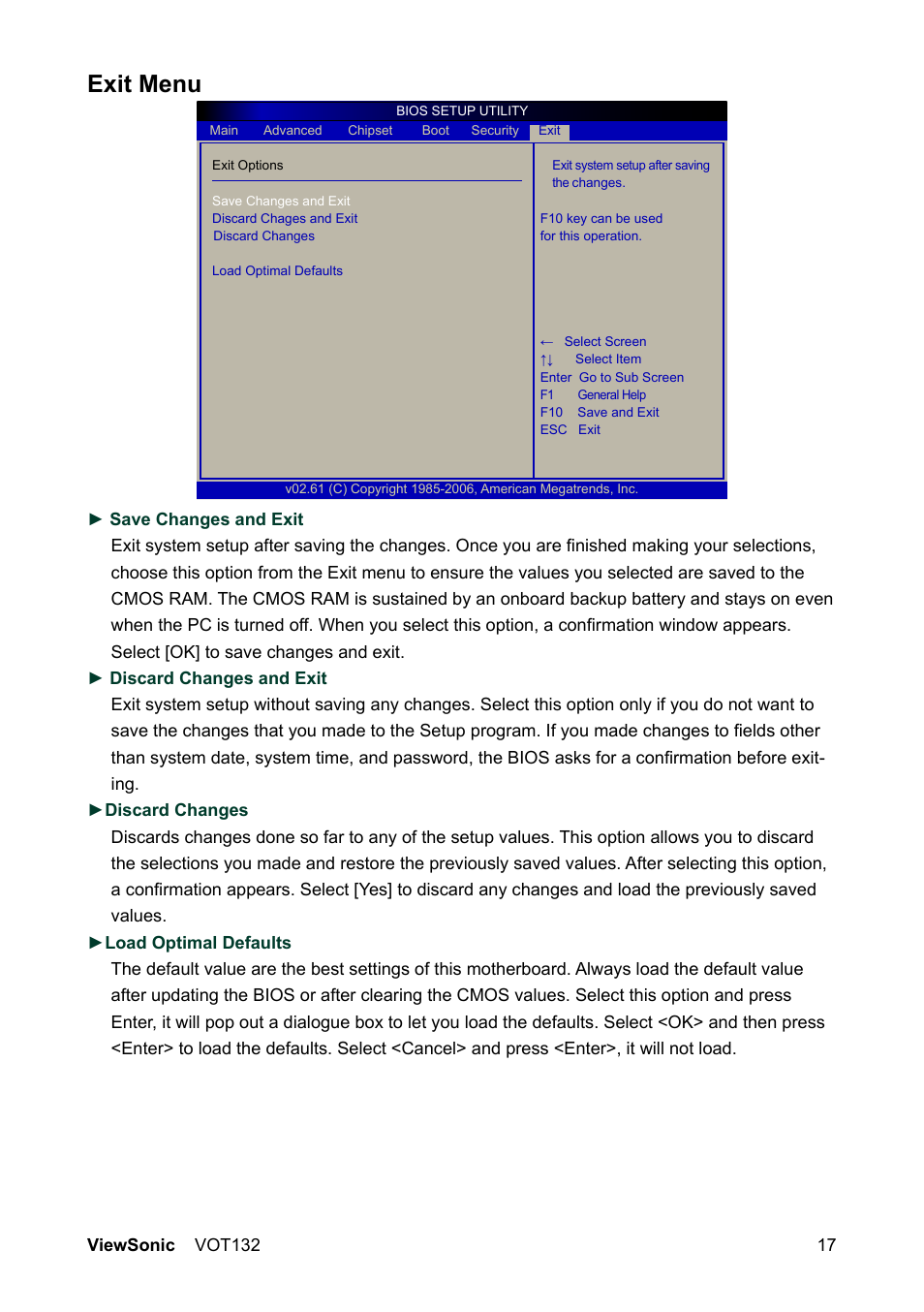 Exit menu | VIEWSONIC PC mini 132 User Manual | Page 24 / 35