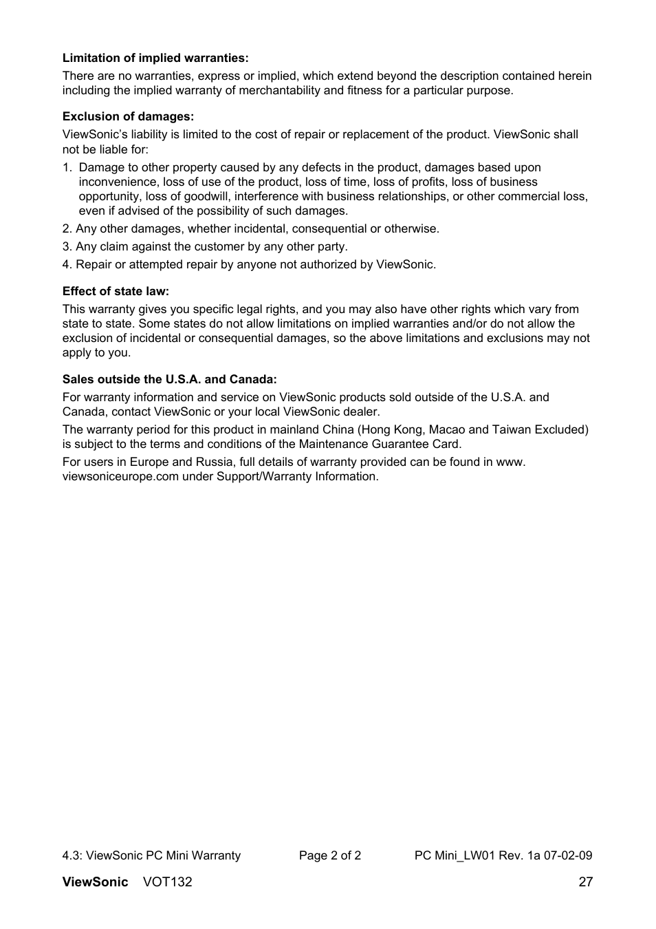 VIEWSONIC PC mini 132 User Manual | Page 34 / 35