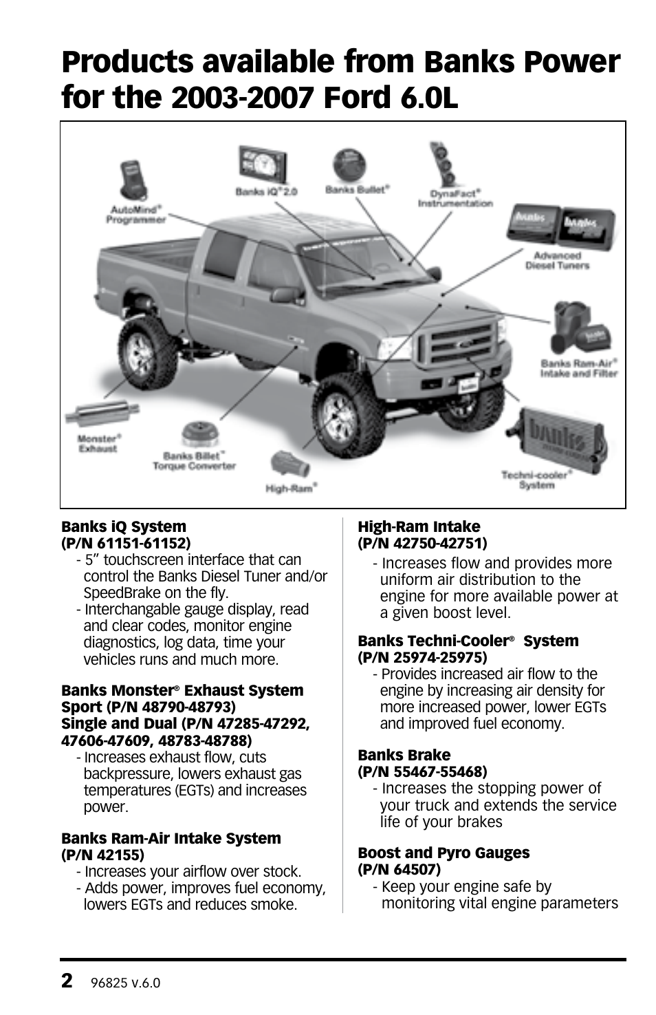 Banks Power Ford Trucks: (Diesel ’03 - 07 6.0L Power Stroke) Tuner- Six-Gun Diesel Tuner & SpeedBrake, For use with Banks iQ '03-07 Compatible with PowerPDA User Manual | Page 2 / 40