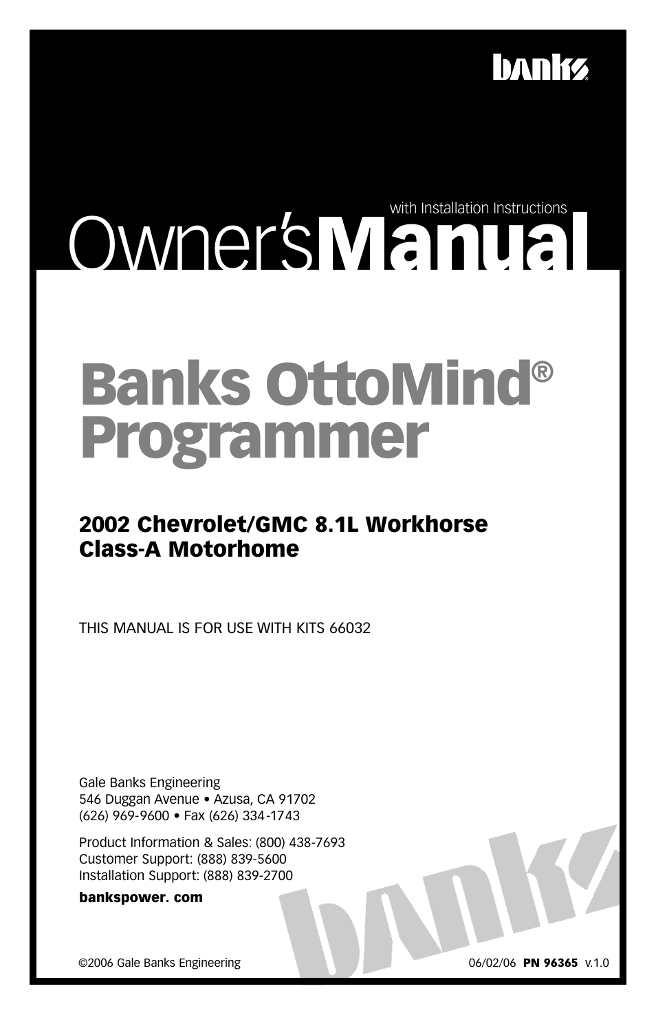 Banks Power GM Motorhomes: (Gas ’01 - 10 8.1L Workhorse) Programmer- AutoMind programmer '02 Class-A MH User Manual | 16 pages