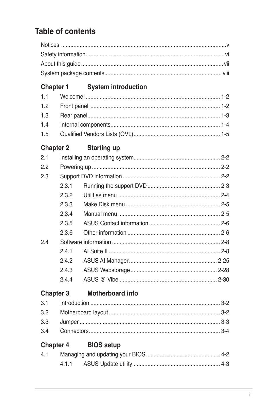 Asus S2-P8H61E User Manual | Page 3 / 80