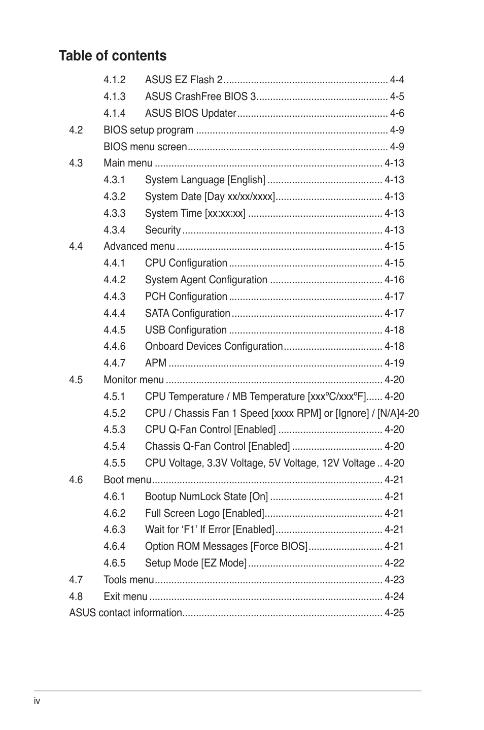 Asus S2-P8H61E User Manual | Page 4 / 80