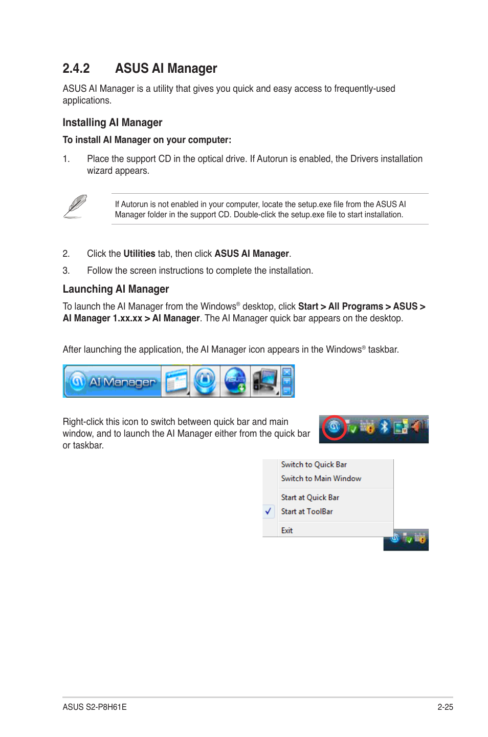 2 asus ai manager, Asus ai manager -25 | Asus S2-P8H61E User Manual | Page 41 / 80