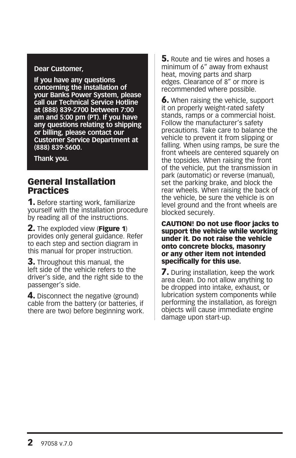 General installation practices 1 | Banks Power Nissan Trucks: (Gas ’04 - 11 5.6L Titan) Exhaust- Monster Exhaust, Single Passenger side exit '04-09 User Manual | Page 2 / 12