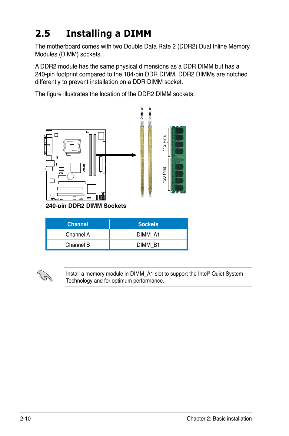 5 installing a dimm | Asus P3-P5G31 User Manual | Page 26 / 100