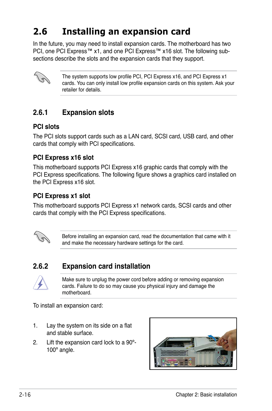 6 installing an expansion card, 2 expansion card installation, 1 expansion slots | Asus P3-P5G31 User Manual | Page 32 / 100