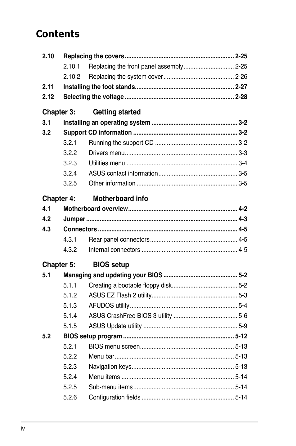 Asus P3-P5G31 User Manual | Page 4 / 100