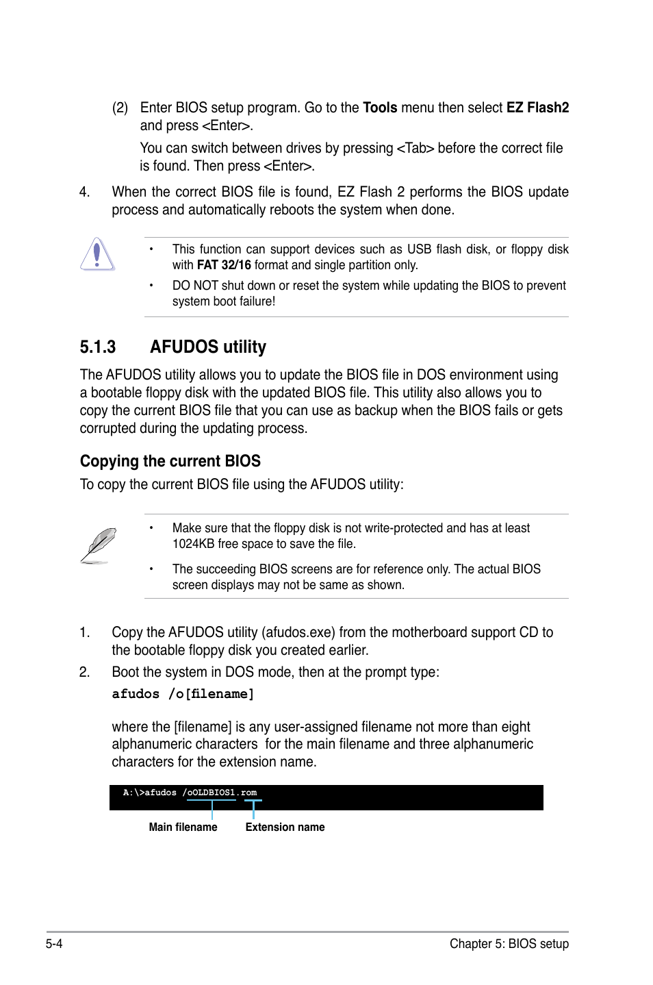 3 afudos utility, Copying the current bios | Asus P3-P5G31 User Manual | Page 68 / 100