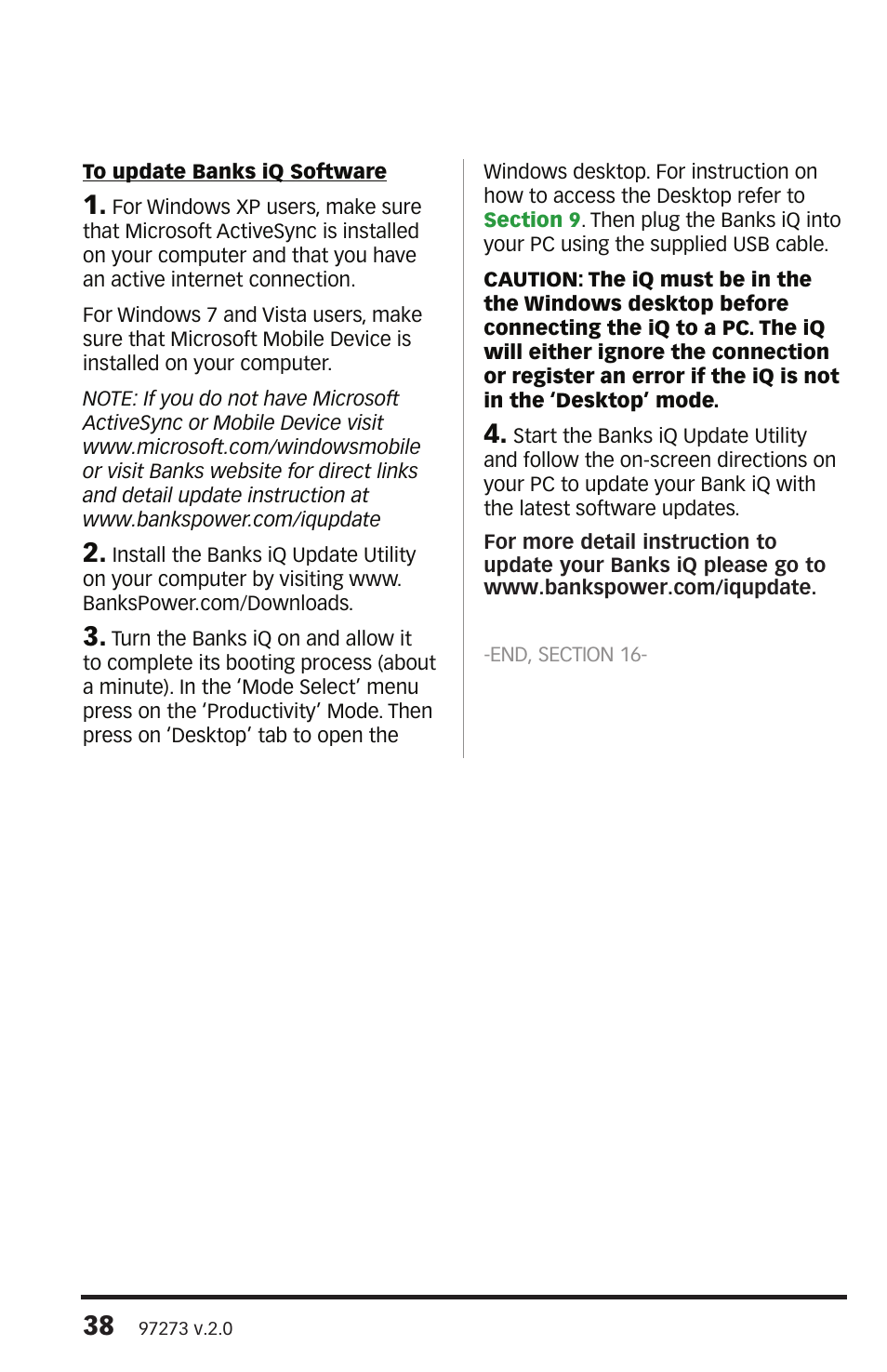 Banks Power Interface- Banks iQ 2.0 1996 & Later Vehicles with OBDII Diagnostics User Manual | Page 38 / 48