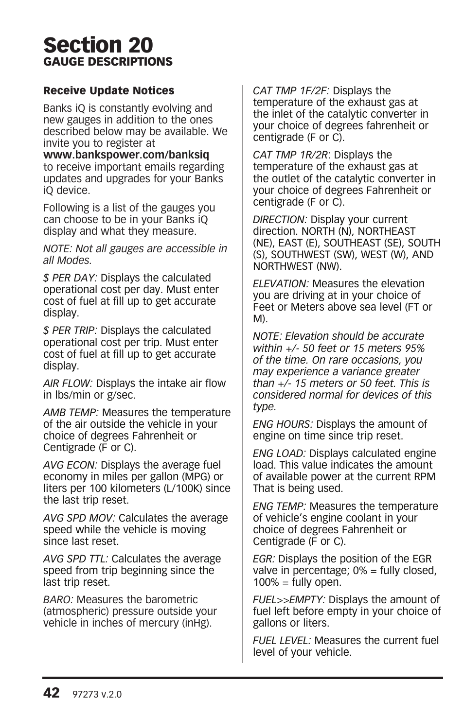 Banks Power Interface- Banks iQ 2.0 1996 & Later Vehicles with OBDII Diagnostics User Manual | Page 42 / 48