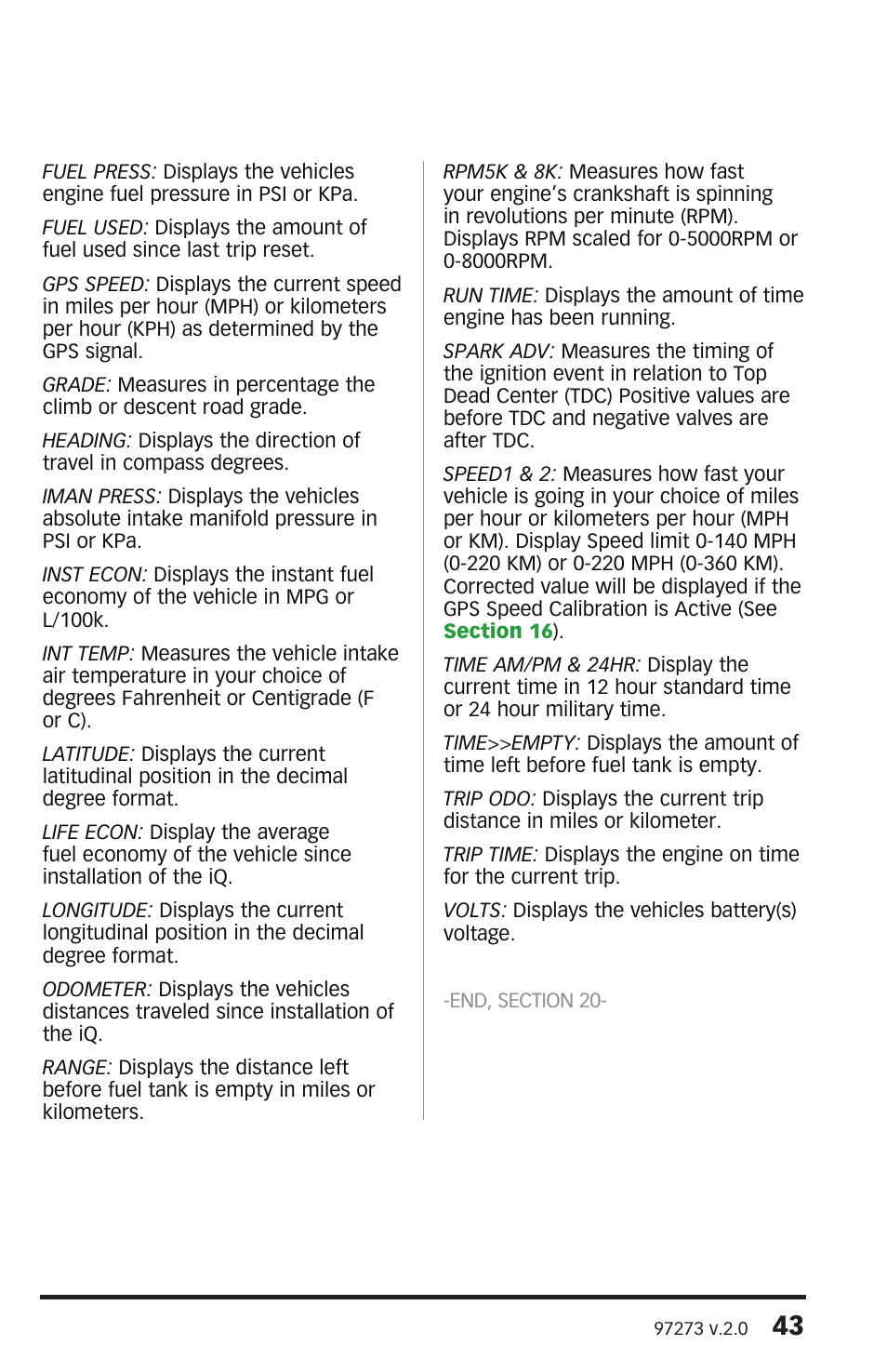 Banks Power Interface- Banks iQ 2.0 1996 & Later Vehicles with OBDII Diagnostics User Manual | Page 43 / 48