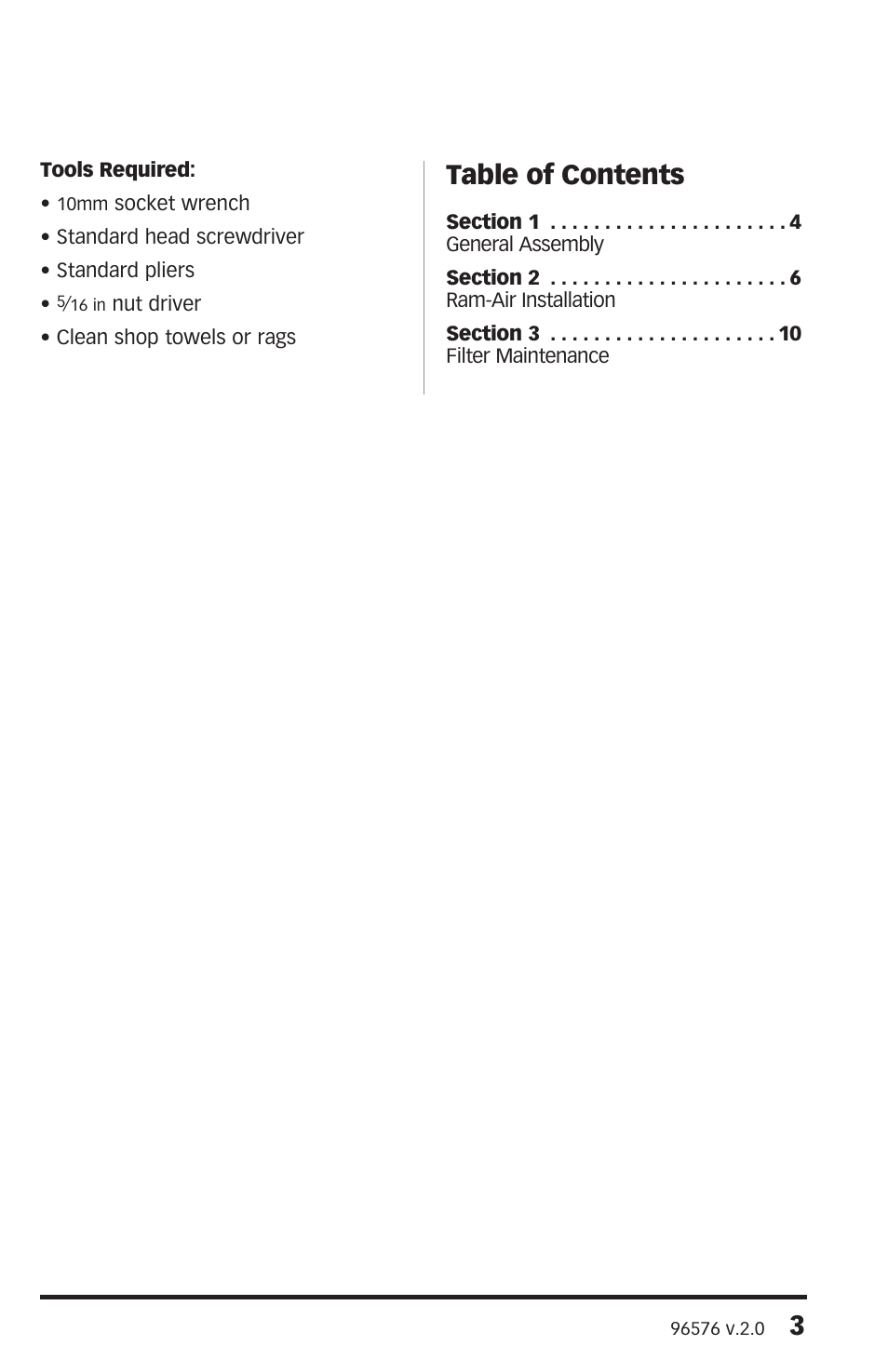 3table of contents | Banks Power Jeep Trucks: (Gas ’07 - 11 3.8L) Intake- Ram-Air Intake System '07-09 Jeep 3.8L User Manual | Page 3 / 12